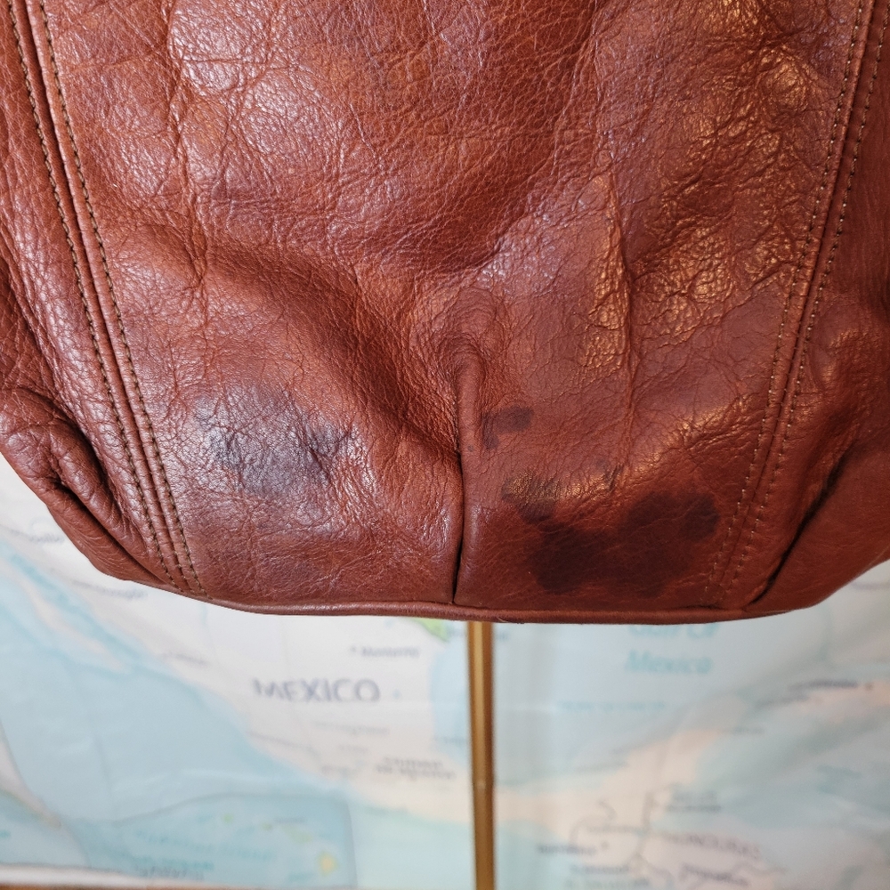 Vintage Brown Leather Shoulder Bag Purse Satchel - Picture 5 of 14